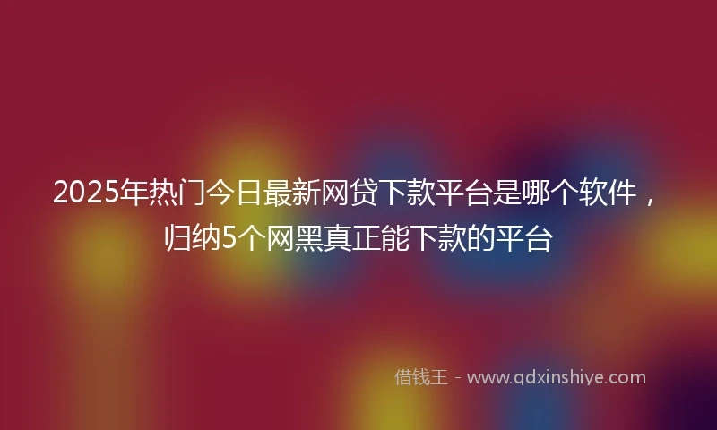 2025年热门今日最新网贷下款平台是哪个软件，归纳5个网黑真正能下款的平台