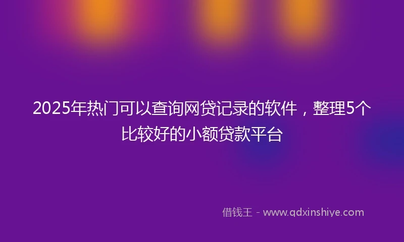 2025年热门可以查询网贷记录的软件，整理5个比较好的小额贷款平台