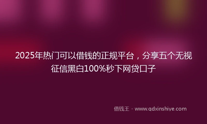2025年热门可以借钱的正规平台，分享五个无视征信黑白100%秒下网贷口子