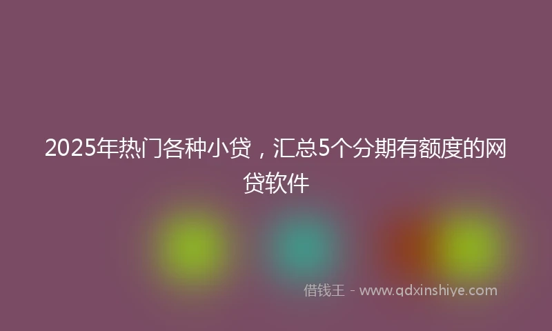 2025年热门各种小贷，汇总5个分期有额度的网贷软件