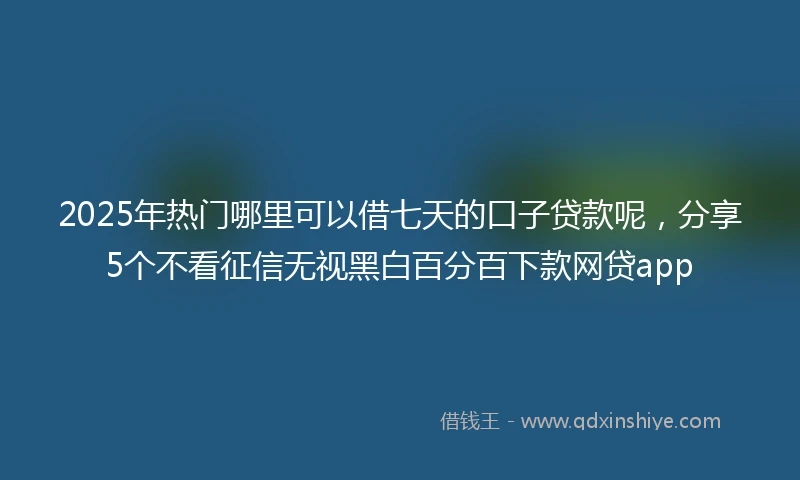 2025年热门哪里可以借七天的口子贷款呢，分享5个不看征信无视黑白百分百下款网贷app