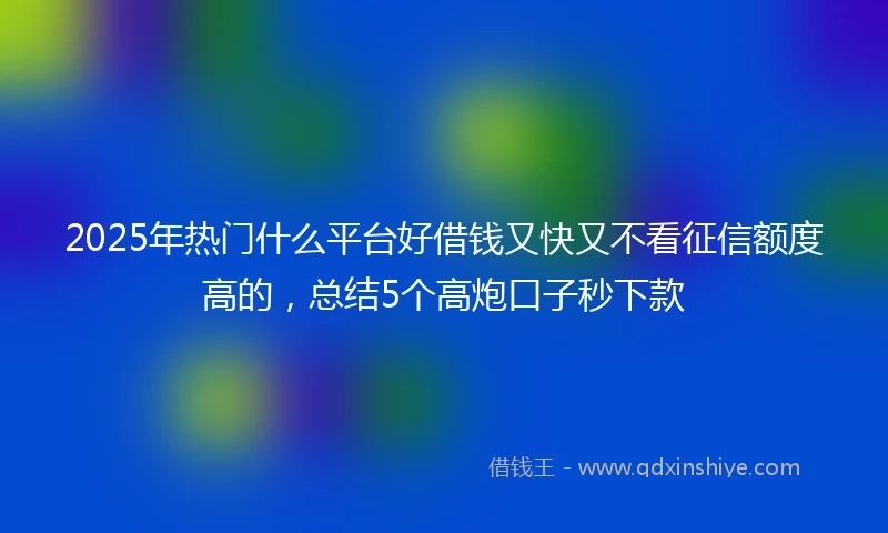 2025年热门什么平台好借钱又快又不看征信额度高的，总结5个高炮口子秒下款