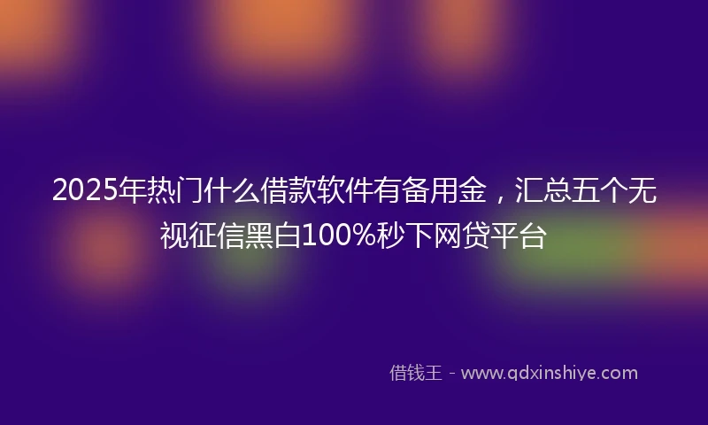 2025年热门什么借款软件有备用金,汇总五个无视征信黑白100%秒下网贷平台