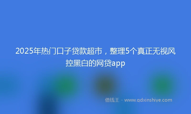 2025年热门口子贷款超市，整理5个真正无视风控黑白的网贷app