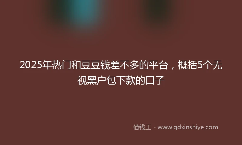 2025年热门和豆豆钱差不多的平台，概括5个无视黑户包下款的口子