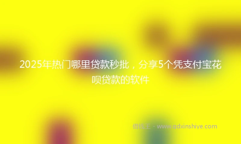 2025年热门哪里贷款秒批，分享5个凭支付宝花呗贷款的软件