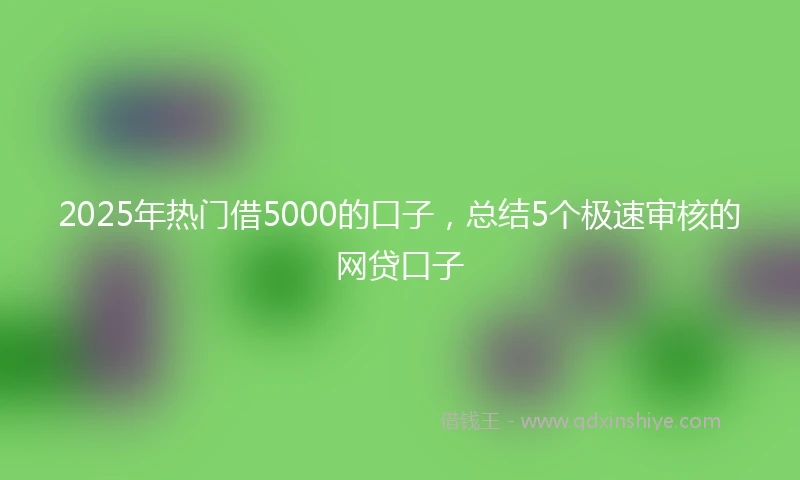2025年热门借5000的口子，总结5个极速审核的网贷口子