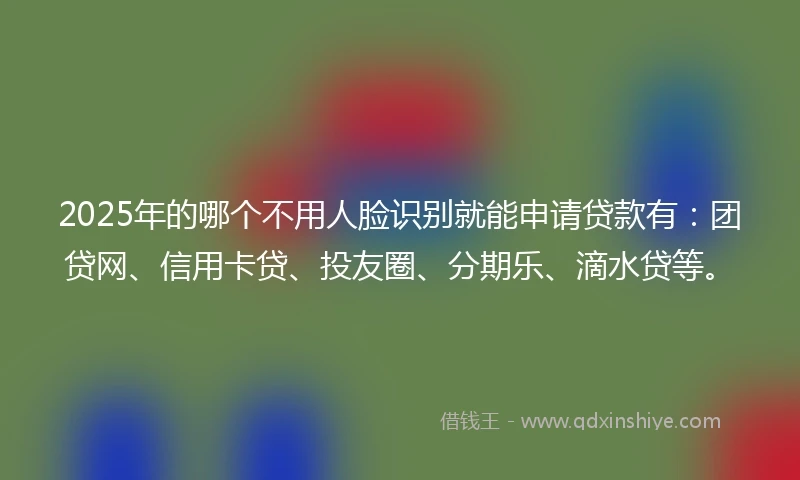 2025年的哪个不用人脸识别就能申请贷款有：团贷网、信用卡贷、投友圈、分期乐、滴水贷等。