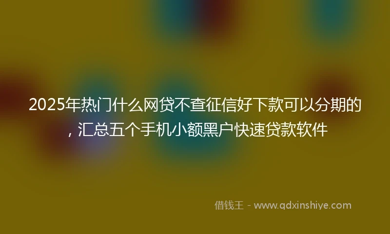 2025年热门什么网贷不查征信好下款可以分期的，汇总五个手机小额黑户快速贷款软件