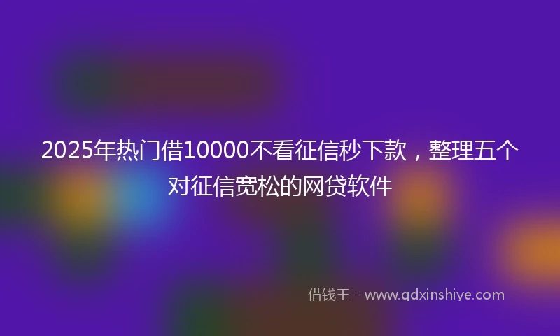 2025年热门借10000不看征信秒下款，整理五个对征信宽松的网贷软件