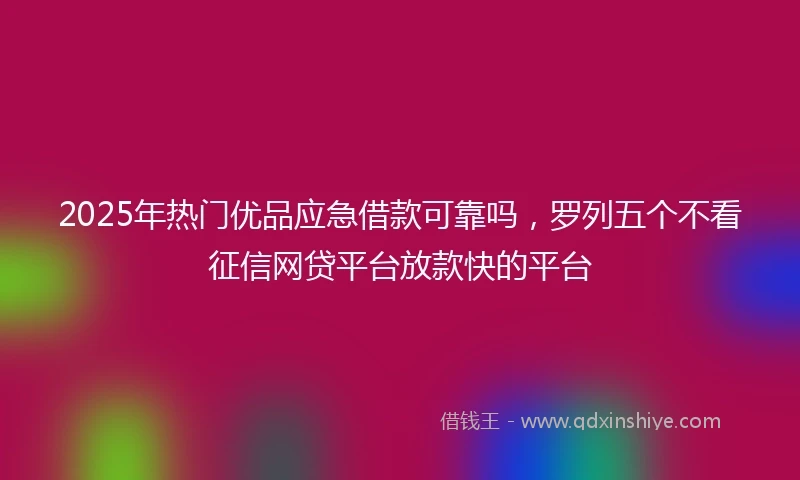 2025年热门优品应急借款可靠吗，罗列五个不看征信网贷平台放款快的平台