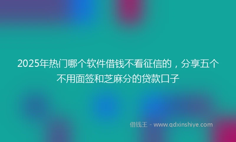 2025年热门哪个软件借钱不看征信的，分享五个不用面签和芝麻分的贷款口子