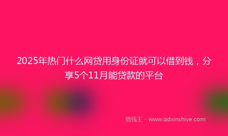 2025年热门什么网贷用身份证就可以借到钱，分享5个11月能贷款的平台