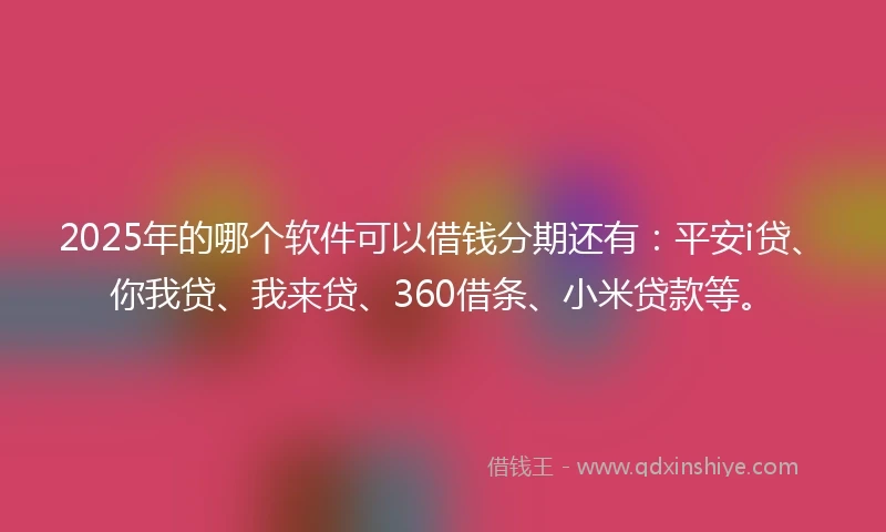 2025年的哪个软件可以借钱分期还有：平安i贷、你我贷、我来贷、360借条、小米贷款等。