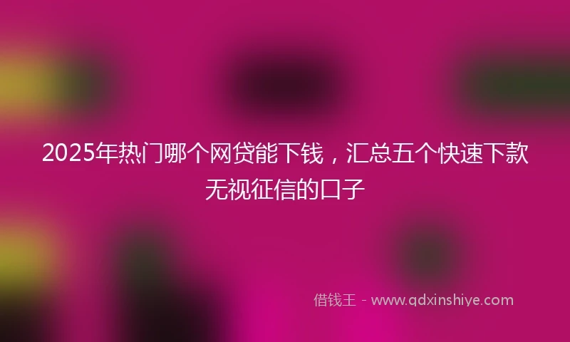 2025年热门哪个网贷能下钱，汇总五个快速下款无视征信的口子
