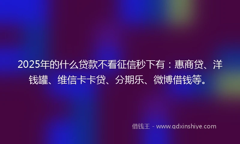 2025年的什么贷款不看征信秒下有：惠商贷、洋钱罐、维信卡卡贷、分期乐、微博借钱等。