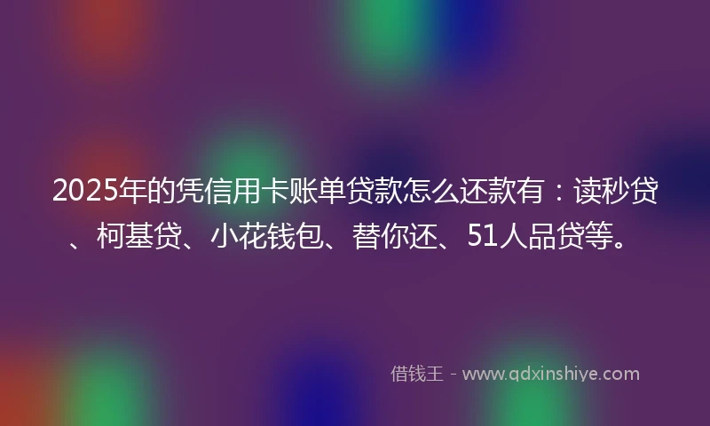 2025年的凭信用卡账单贷款怎么还款有：读秒贷、柯基贷、小花钱包、替你还、51人品贷等。