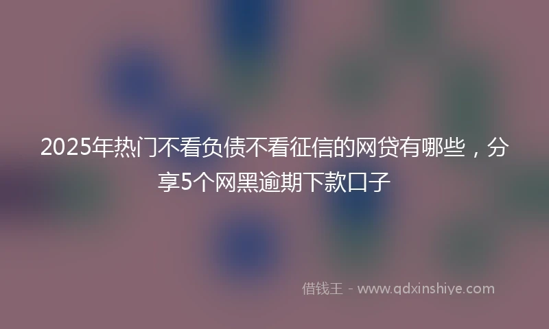2025年热门不看负债不看征信的网贷有哪些,分享5个网黑逾期下款口子