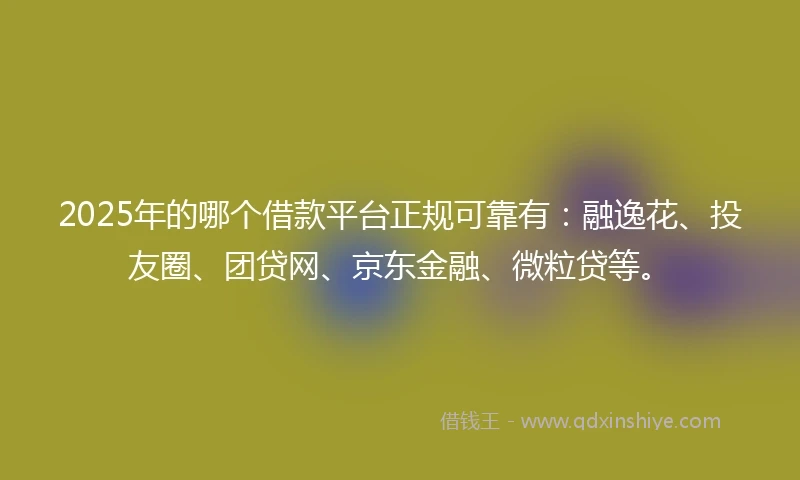 2025年的哪个借款平台正规可靠有：融逸花、投友圈、团贷网、京东金融、微粒贷等。