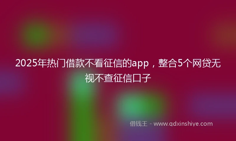2025年热门借款不看征信的app，整合5个网贷无视不查征信口子