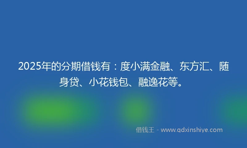 2025年的分期借钱有：度小满金融、东方汇、随身贷、小花钱包、融逸花等。