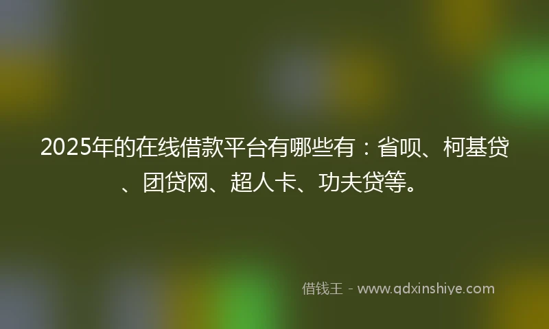 2025年的在线借款平台有哪些有：省呗、柯基贷、团贷网、超人卡、功夫贷等。