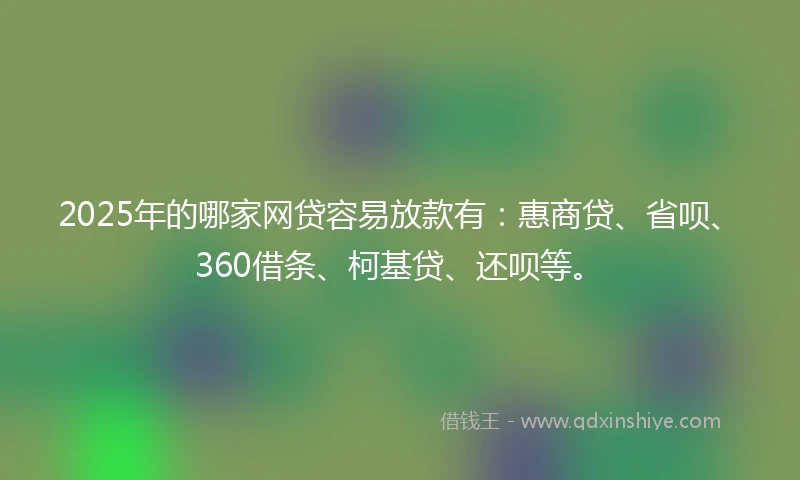 2025年的哪家网贷容易放款有：惠商贷、省呗、360借条、柯基贷、还呗等。
