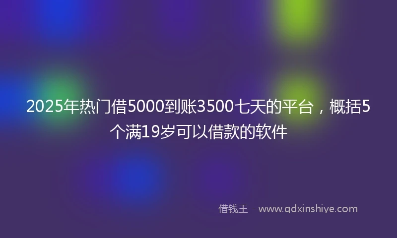 2025年热门借5000到账3500七天的平台，概括5个满19岁可以借款的软件