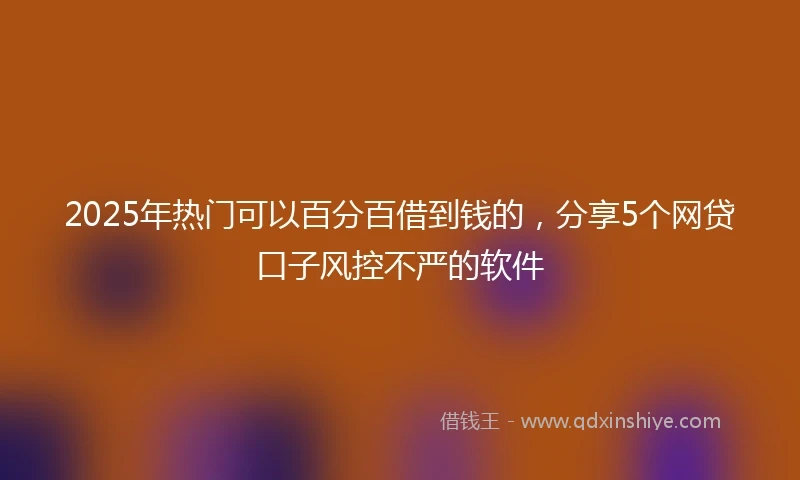 2025年热门可以百分百借到钱的,分享5个网贷口子风控不严的软件