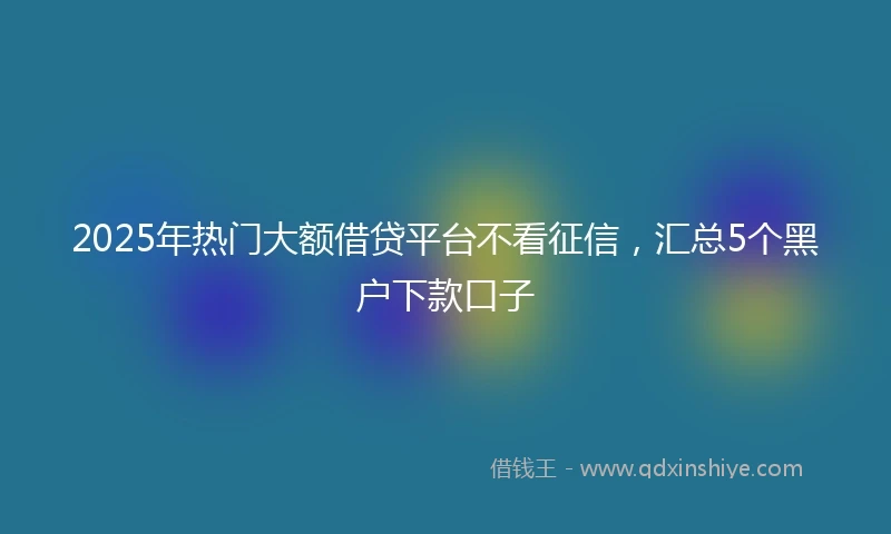2025年热门大额借贷平台不看征信，汇总5个黑户下款口子