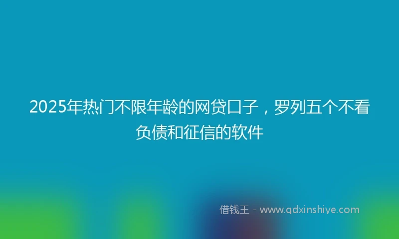 2025年热门不限年龄的网贷口子，罗列五个不看负债和征信的软件