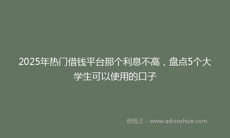 2025年热门借钱平台那个利息不高，盘点5个大学生可以使用的口子