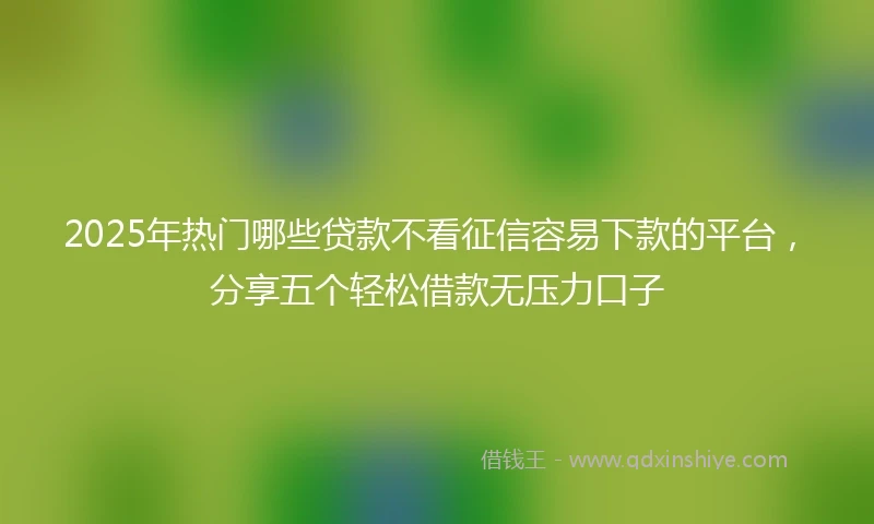 2025年热门哪些贷款不看征信容易下款的平台，分享五个轻松借款无压力口子