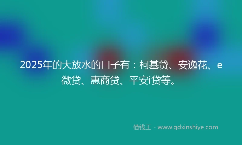 2025年的大放水的口子有：柯基贷、安逸花、e微贷、惠商贷、平安i贷等。