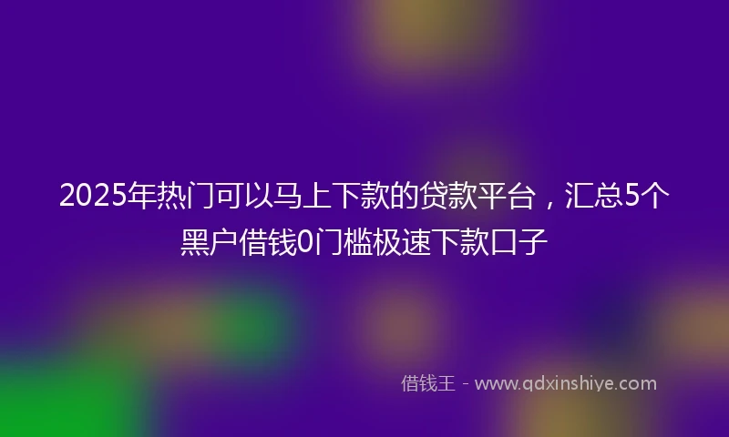 2025年热门可以马上下款的贷款平台，汇总5个黑户借钱0门槛极速下款口子