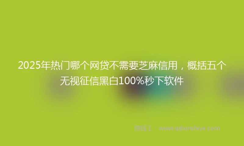 2025年热门哪个网贷不需要芝麻信用，概括五个无视征信黑白100%秒下软件