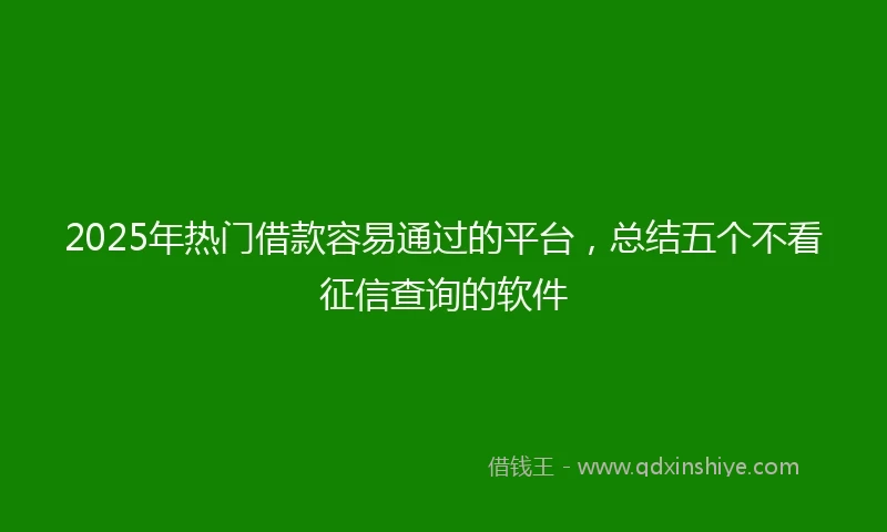 2025年热门借款容易通过的平台，总结五个不看征信查询的软件