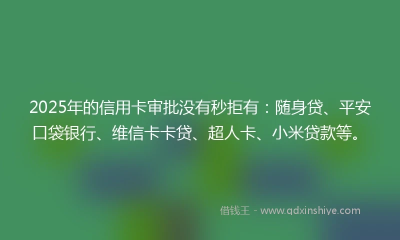 2025年的信用卡审批没有秒拒有:随身贷、平安口袋银行、维信卡卡贷、超人卡、小米贷款等。