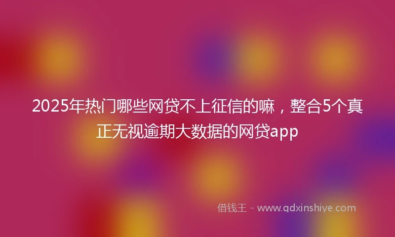 2025年热门哪些网贷不上征信的嘛，整合5个真正无视逾期大数据的网贷app