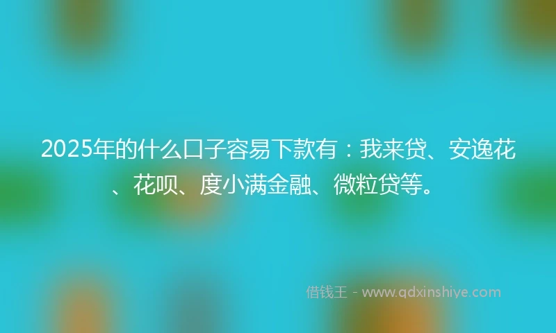 2025年的什么口子容易下款有:我来贷、安逸花、花呗、度小满金融、微粒贷等。
