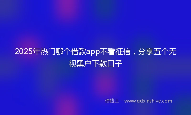 2025年热门哪个借款app不看征信，分享五个无视黑户下款口子