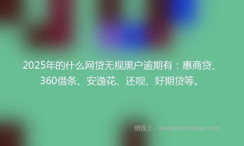2025年的什么网贷无视黑户逾期有：惠商贷、360借条、安逸花、还呗、好期贷等。