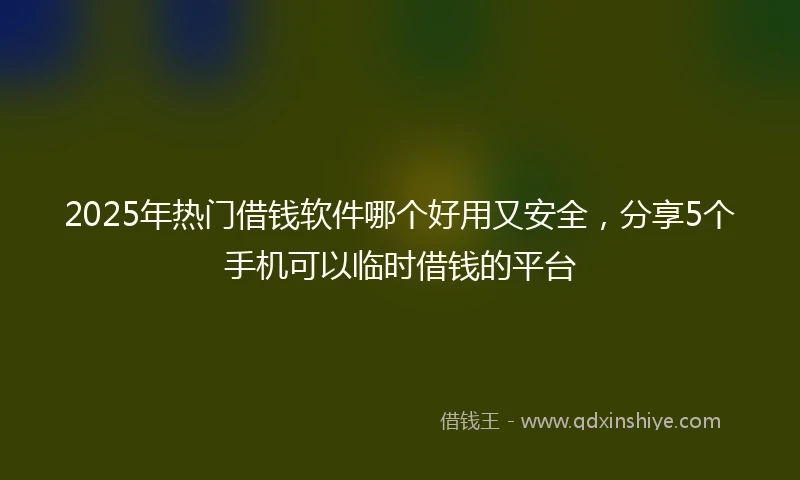 2025年热门借钱软件哪个好用又安全，分享5个手机可以临时借钱的平台