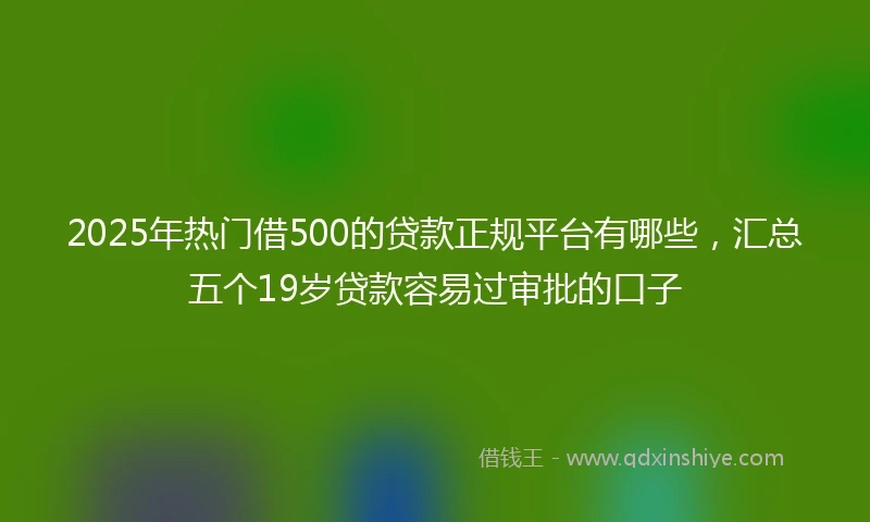 2025年热门借500的贷款正规平台有哪些，汇总五个19岁贷款容易过审批的口子
