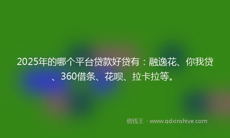 2025年的哪个平台贷款好贷有：融逸花、你我贷、360借条、花呗、拉卡拉等。