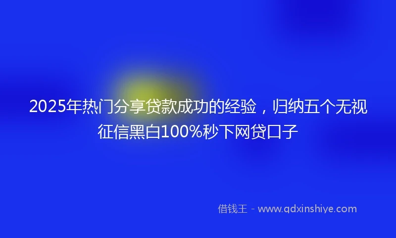 2025年热门分享贷款成功的经验，归纳五个无视征信黑白100%秒下网贷口子