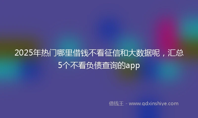 2025年热门哪里借钱不看征信和大数据呢，汇总5个不看负债查询的app