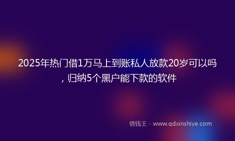 2025年热门借1万马上到账私人放款20岁可以吗，归纳5个黑户能下款的软件
