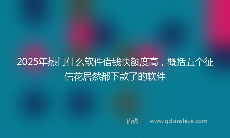 2025年热门什么软件借钱快额度高，概括五个征信花居然都下款了的软件