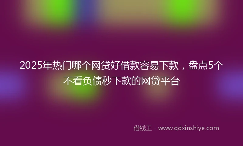 2025年热门哪个网贷好借款容易下款，盘点5个不看负债秒下款的网贷平台